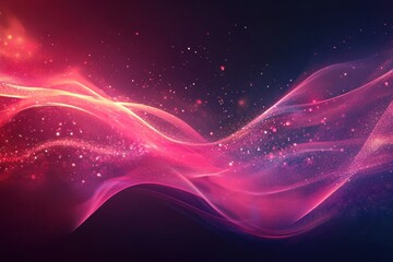 Wall Mural - Abstract flowing ribbons of pink and purple light with sparkles