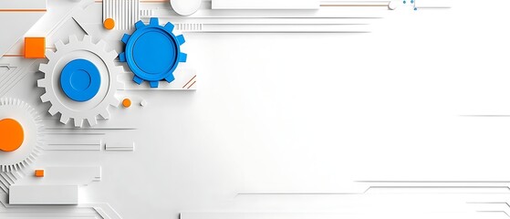Gears with Abstract Tech Background.