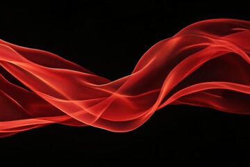 Wall Mural - flowing red ribbons gracefully move across a dark black background