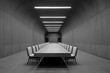 © Javier - Minimalist Concrete Conference Room: Long Table B&W