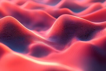 Wall Mural - abstract rendering depicting smooth waves of red dots