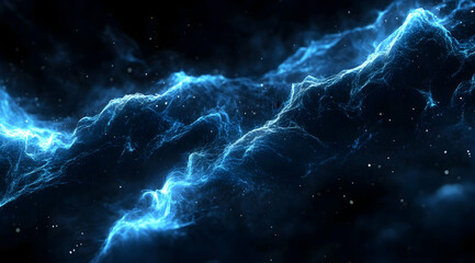 Wall Mural - abstract blue glowing digital waves on a black background. abstract futuristic technology wallpaper 