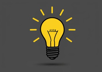 Wall Mural - Glowing yellow lightbulb sketch