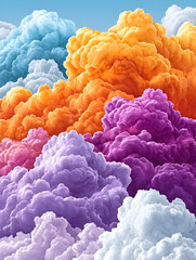 Wall Mural - Vibrant pastel-colored smoke clouds forming abstract art