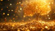 © Photo - Artistic golden tree with shimmering coin foliage falling onto a sparkling ground rich business growth