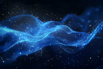 Wall Mural - blue energy waves on a black background