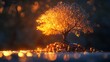 © Photo - A glowing tree with rich foliage emerging from stacked coins on a bright surface