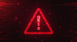 © igor.nazlo - A virus alert warning displayed on a digital screen with red danger symbols and glitch effects, in a futuristic environment, no text