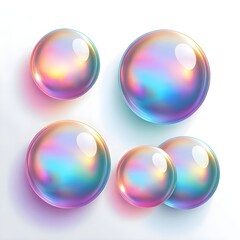 Wall Mural - Iridescent Bubbles, Holographic Spheres, Abstract Background
