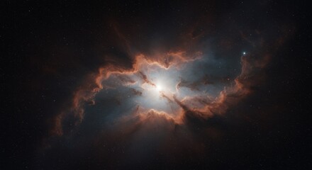 Wall Mural - a vibrant emission nebula, likely a star-forming region, glows intensely in the center, surrounded b