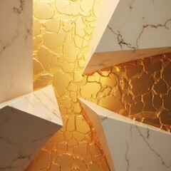 Aufkleber - Luxurious geometric design featuring marble and gold accents.