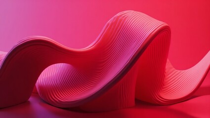 Aufkleber - An abstract artistic design featuring a flowing ribbon in vibrant red hues, creating a sense of dynamic movement and visual appeal
