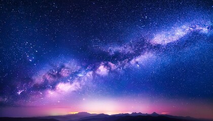 Wall Mural - Space Starrry Night Sky BackgroundStar field with light in bluepurpleNature Galaxy abstract cloud with NebulaUniverse filled and Milky WayHorizon banner colorful fantasy cosmosstardust