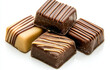 © Jiranath - Delicious chocolate pieces arranged beautifully on white background, showcasing rich textures and flavors
