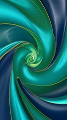 Wall Mural - elegant abstract teal and blue swirl with a glossy sheen, golden highlights and mesmerizing depth, c