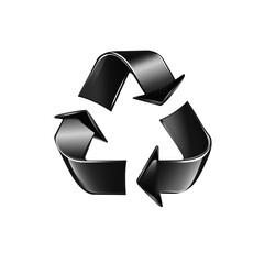 Sleek Black 3D Recycling Symbol Eco-Friendly and Sustainable Design Element
