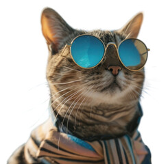 Wall Mural - cat wearing sunglasses outdoors accessories photography.