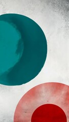 Wall Mural - abstract overlapping circles creating a modern art painting with textured surface and teal, red, and