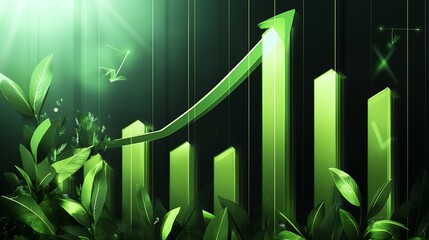 Aufkleber - Stylish Growth Chart with Green Elements Showcasing Financial Success and Nature Integration : Generative AI