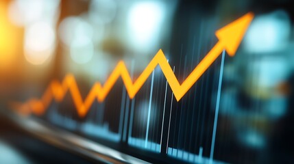Fototapete - Illustrative stock market growth graph presenting a sharp upward trajectory in vibrant orange color : Generative AI