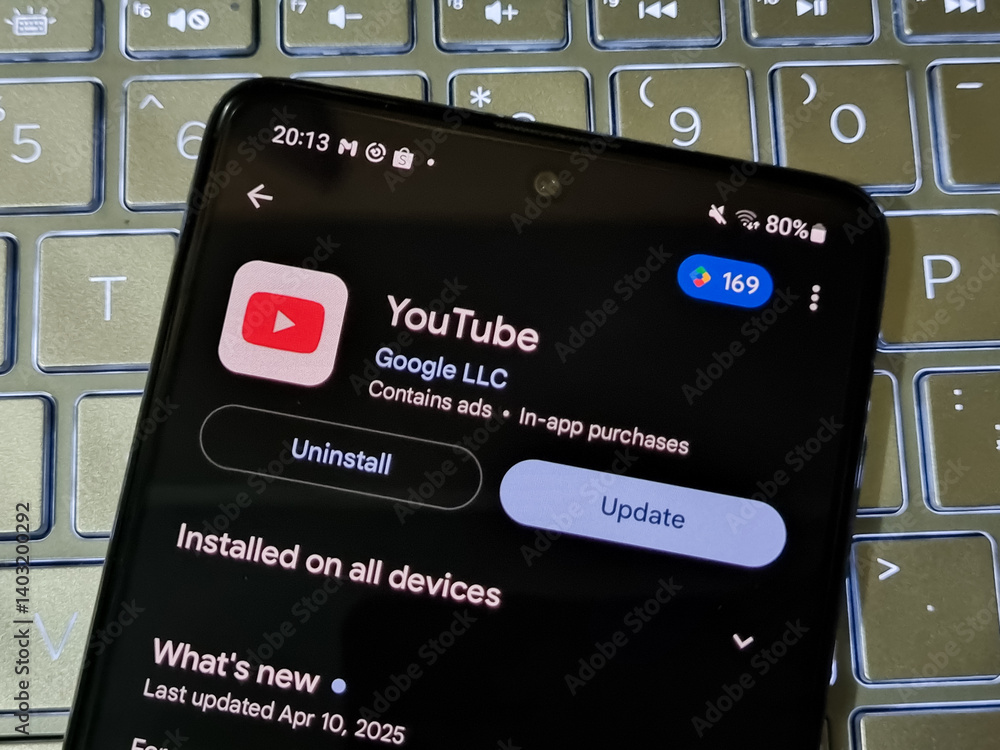 Youtube Update Download Youtube App update from Play store on Android smartphone with screen ...
