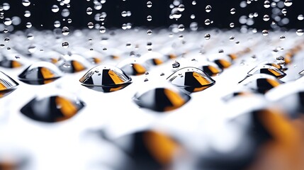 Wall Mural - close-up of water droplets on a smooth surface with abstract pattern and natural light