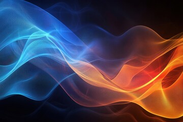 Wall Mural - abstract composition showing waves of blue and orange colors