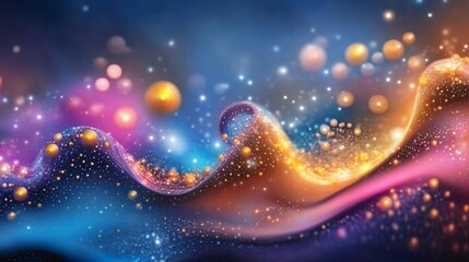 Wall Mural - A vibrant abstract fractal design with swirling colors and glistening particles.