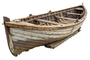  old wooden boat on a isolated on transparent background