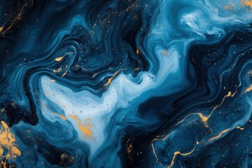Wall Mural - abstract swirling blue colors with gold accents creates a design