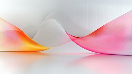 Wall Mural - abstract design with flowing lines of orange, pink, and gray.