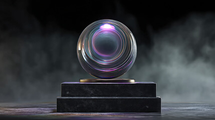 Wall Mural - ethereal compass orb, core pulsing with soft magenta and arctic blue hues, surrounded by concentric 