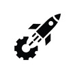 © oamcollection - Rocket launching from a gear symbolizing innovative progress.