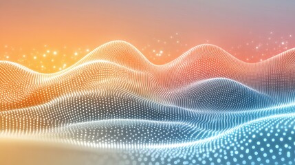 Wall Mural - abstract digital landscape with glowing, undulating points.