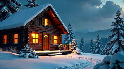 Poster - Cozy Cabin in the Snowy Woods A Winter Wonderland Escape