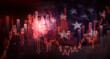 © Miha Creative - Crisis in USA, rising inflation, devaluation of dollars and the economy. Stock market trading graph with american flag is damage.Effect of recession US economy and import tariffs.