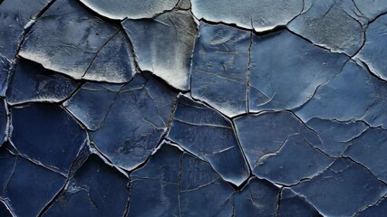 Wall Mural - cracked blue texture showing deep fissures and worn surfaces in a close-up perspective of aged paint
