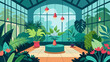 © Justlight - A small indoor garden with lush greenery and a variety of flowers adding a touch of nature to the atrium.