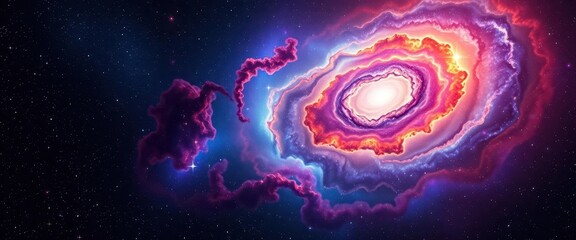 Wall Mural - A vibrant galaxy, swirling nebulae, bright stars against dark space, stars, astrophotography