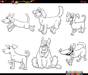 Wall Mural - funny cartoon dogs animal characters collection coloring page