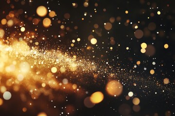 Wall Mural - Abstract depiction of golden particles and light against a dark background