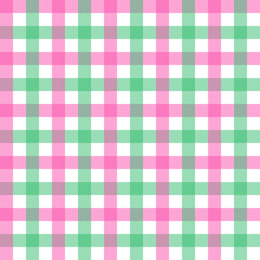 Wall Mural - Colorful gingham seamless pattern.Checkered tartan plaid repeat pattern in green pink white.Geometric vector background wallpaper for fabric and prints.Christmas background.