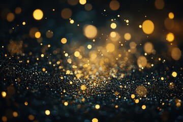 Wall Mural - Bright yellow glowing bokeh effect over a textured dark surface