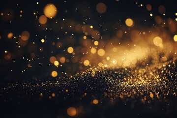 Wall Mural - Abstract background of golden bokeh and sparkling glitter elements