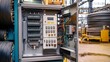 © Gulnaz - A panel of electrical switches is open in a factory