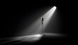 © Nanapng stock - Spotlight illuminates vintage microphone on stage.