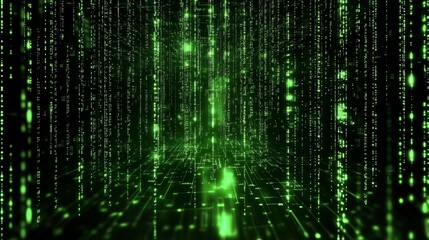 green matrix data stream background digital rain falling code cyber space technology wallpaper abstr