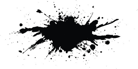 Leinwandbilder - Vector simple black brush stroke on a clean white background. Abstract black in splash, paint, brush strokes, stain grunge isolated on white background,	
