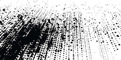 Leinwandbilder - Vector black spots, splashes and dotted paint marks on a white background. grunge texture of old background. Modern stylish halftone technology seamless texture white background.