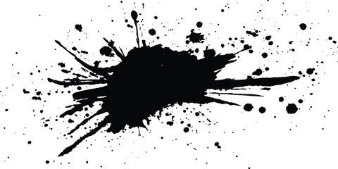 Leinwandbilder - Vector simple black brush stroke on a clean white background. Abstract black in splash, paint, brush strokes, stain grunge isolated on white background,	
